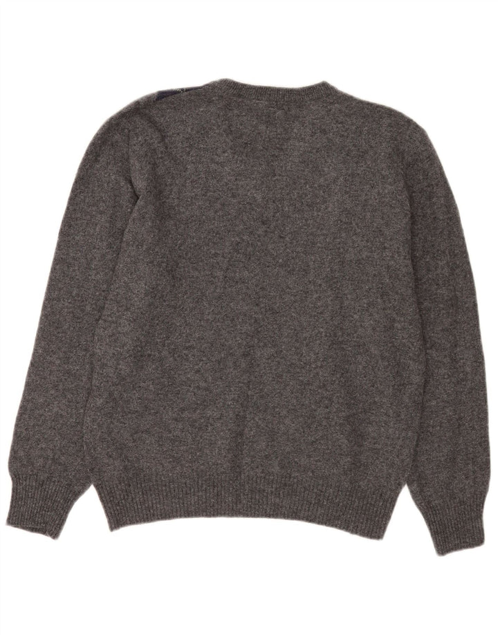 Zara Suéter masculino com decote em V cinza médio Argyle/Diamante