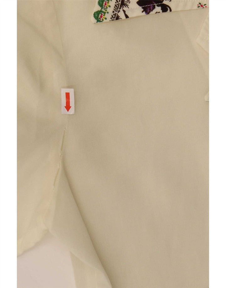 Blusa feminina vintage transparente IT 44 médio off white floral