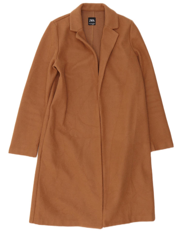 Sobretudo aberto oversized feminino Zara UK 10 pequeno poliéster marrom