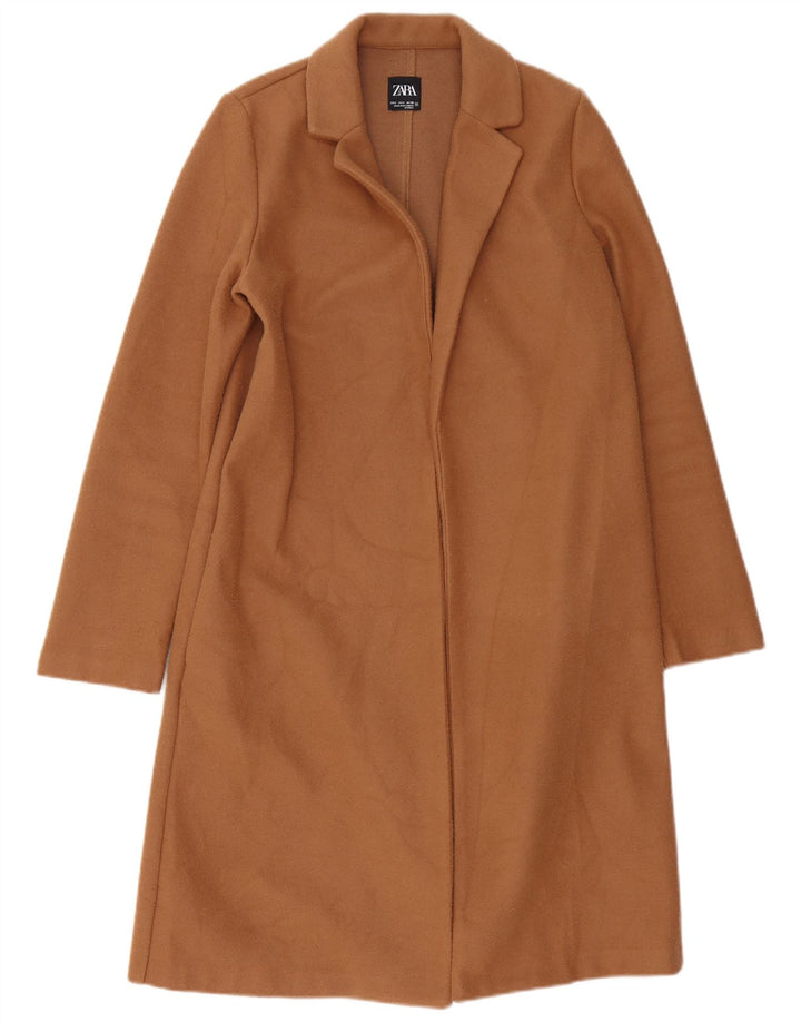 Sobretudo aberto oversized feminino Zara UK 10 pequeno poliéster marrom