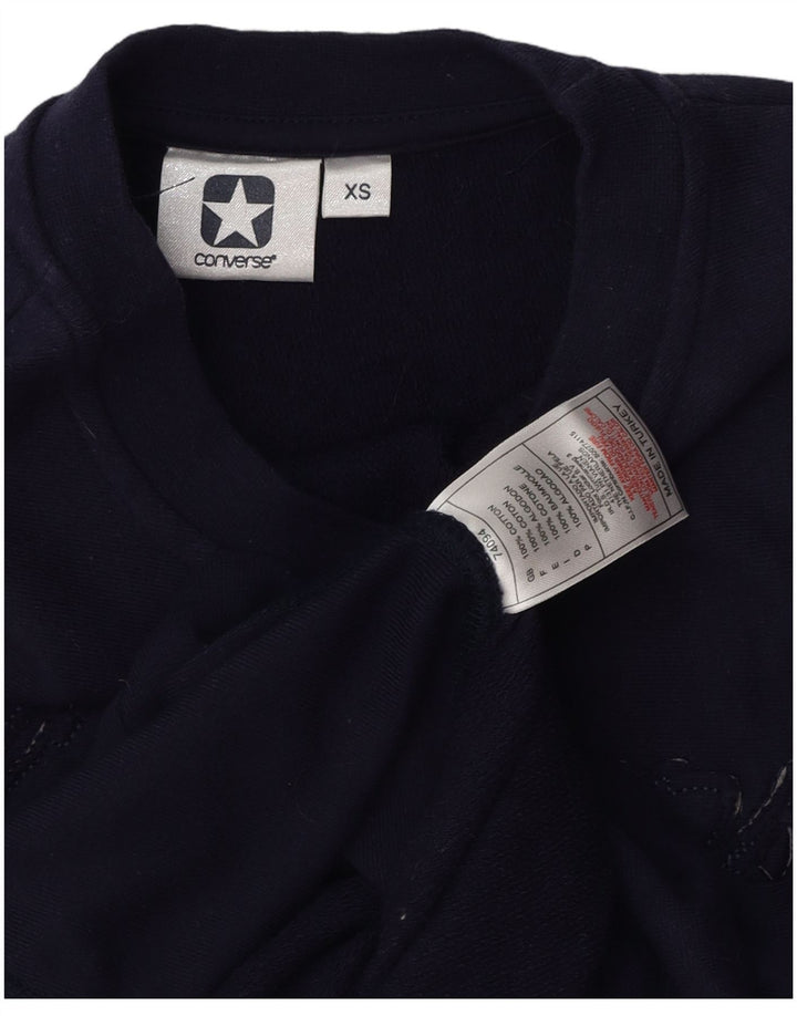 Suéter feminino com estampa gráfica grande CONVERSE Reino Unido 6 XS azul marinho