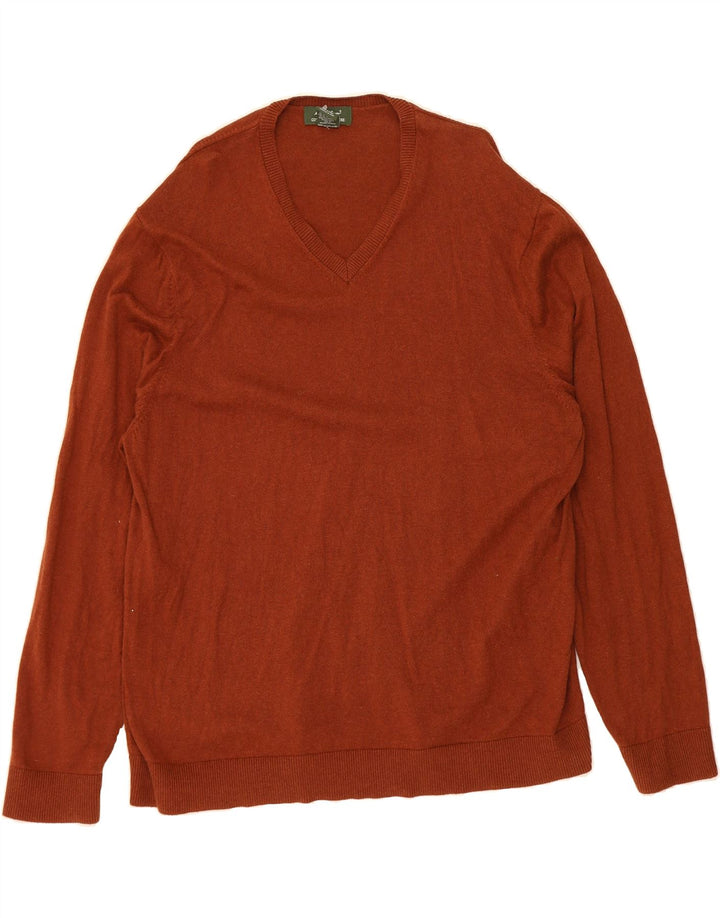 EDDIE BAUER Mens V-Neck Jumper Sweater 2XL Brown Vintage Eddie Bauer and Second-Hand Eddie Bauer from Messina Hembry 