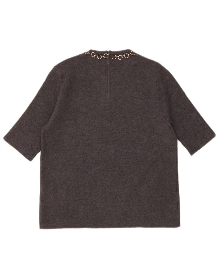 Blusa feminina Zara Top UK 10 pequena viscose cinza