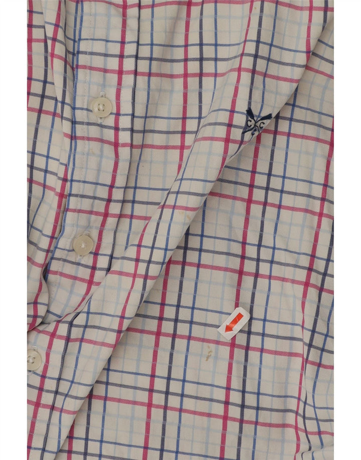 Camisa masculina clássica de ajuste da Crew Clothing XL algodão xadrez branco