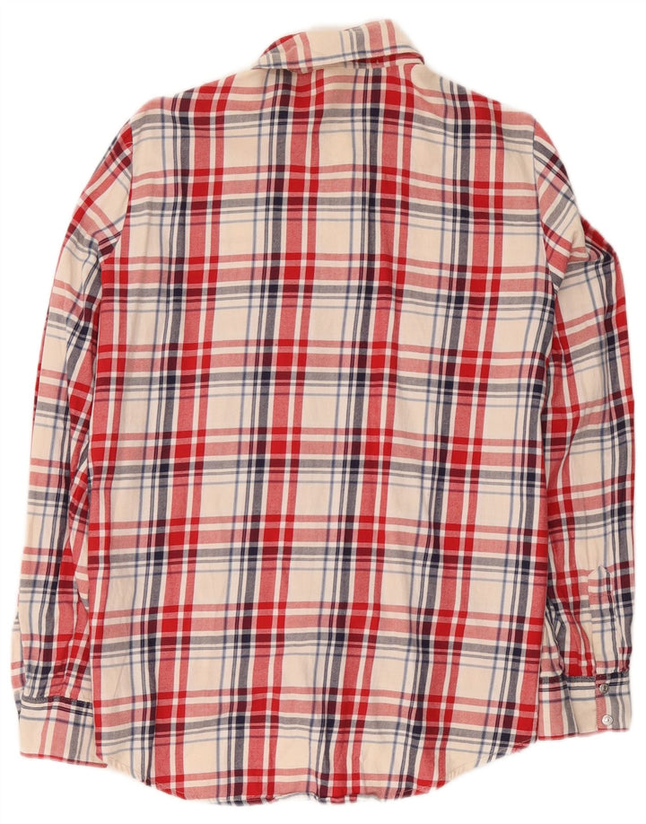 Camisa feminina de flanela Zara Reino Unido 14 algodão xadrez vermelho médio