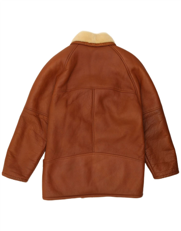 Jaqueta masculina vintage de shearling IT 52 XL marrom shearling