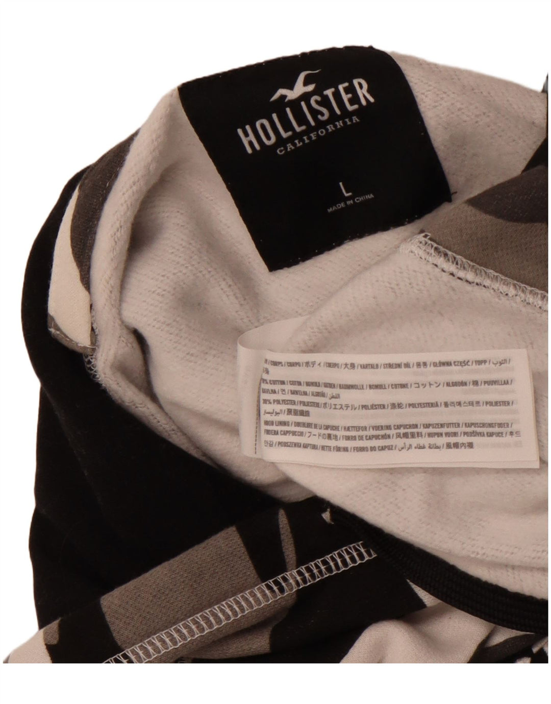 HOLLISTER moletom com capuz masculino grande algodão camuflado cinza