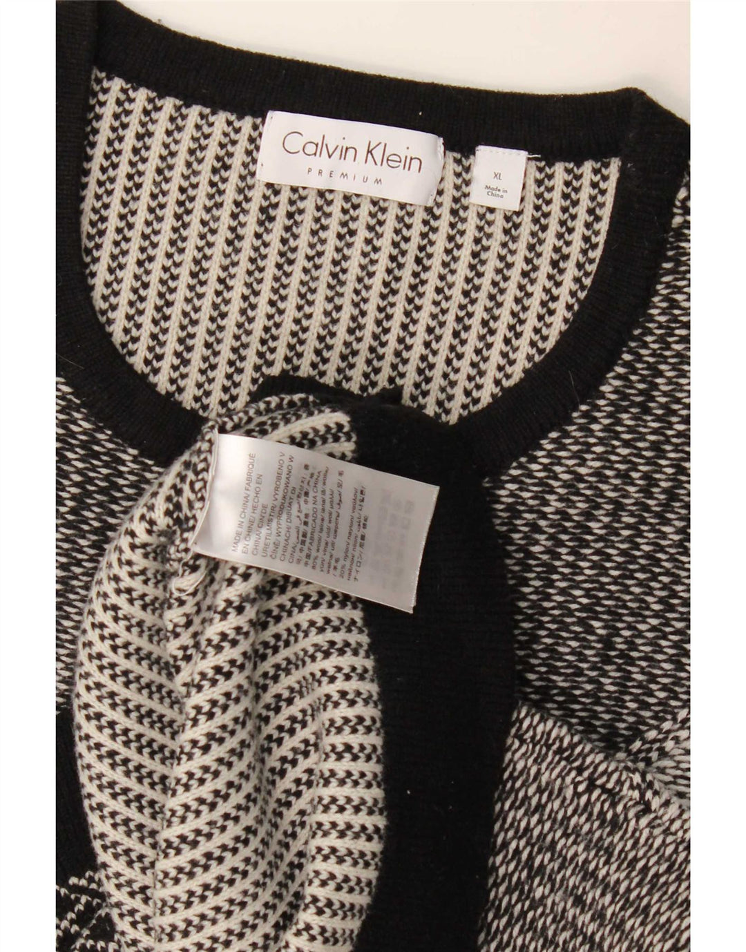 Suéter masculino Calvin Klein com gola redonda XL cinza colorblock lã