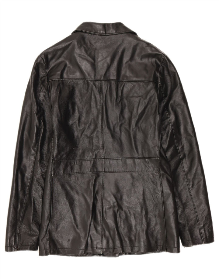 Jaqueta de couro feminina ECLIPSE UK 10 pequena preta