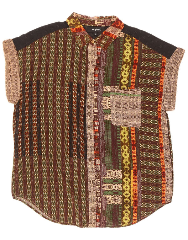 Camisa de manga curta feminina Desigual UK 18 XL multicolorido floral viscose