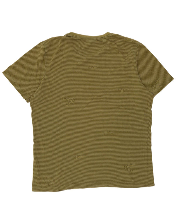 Camiseta gráfica masculina Jack & Jones Top grande de algodão listrado verde