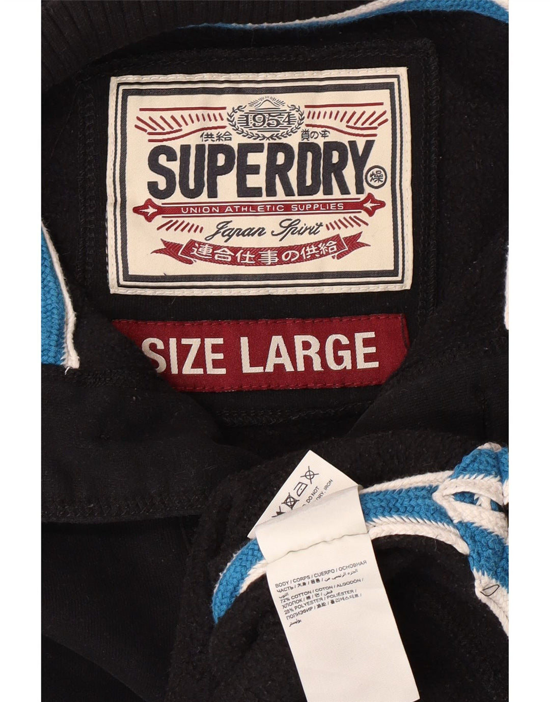 Suéter Superdry masculino com gola redonda e grande algodão preto