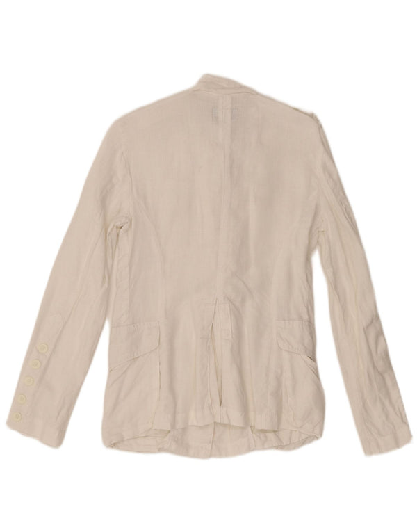 Jaqueta militar feminina Calvin Klein Jeans UK 10 pequena linho branco