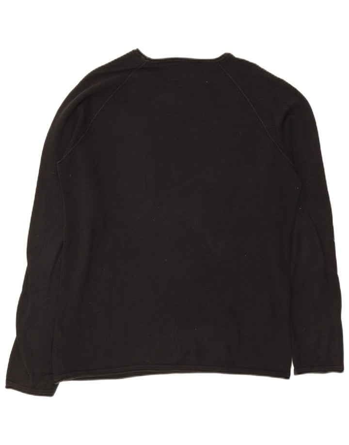 Suéter masculino Jack & Jones com gola redonda, grande algodão preto