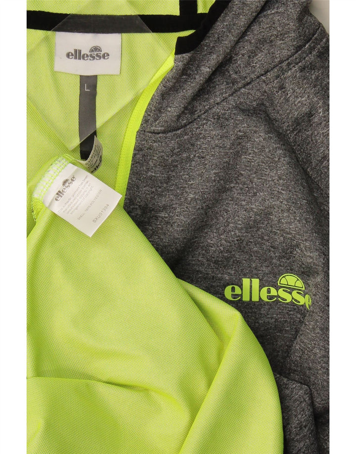 Jaqueta masculina Ellesse com capuz e jaqueta grande de poliéster cinza