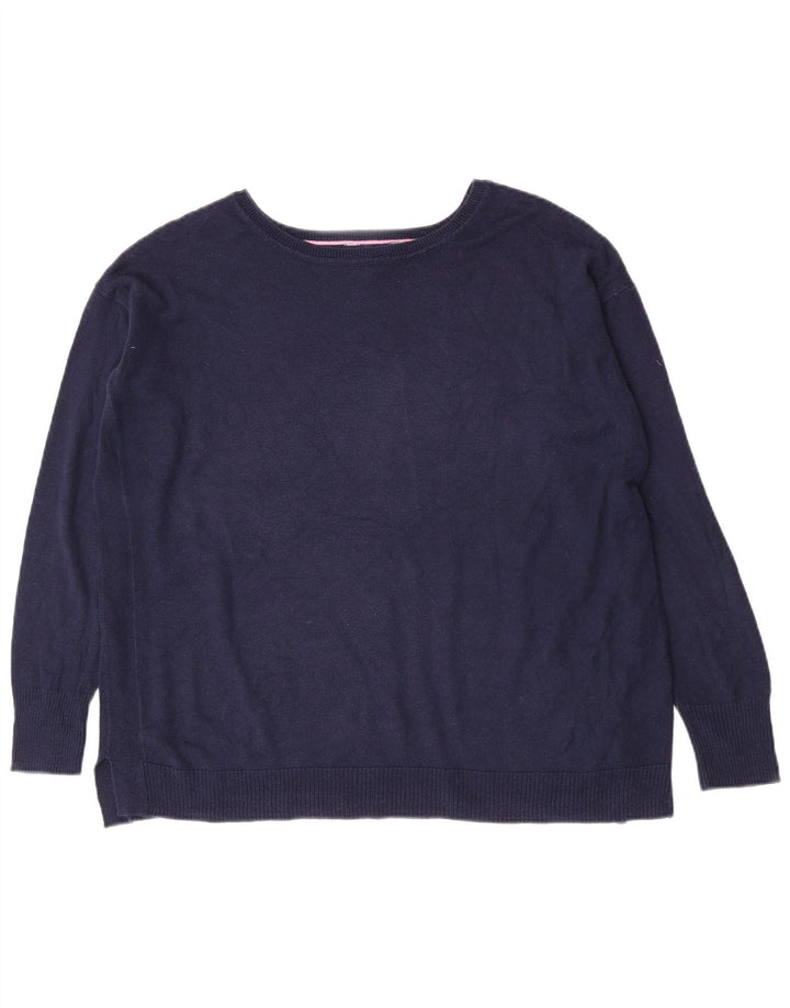 Joules Suéter feminino oversized com gola canoa Reino Unido 12 médio azul marinho