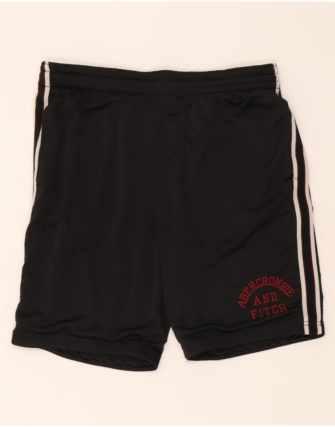 Shorts esportivos gráficos masculinos Abercrombie & Fitch poliéster preto médio