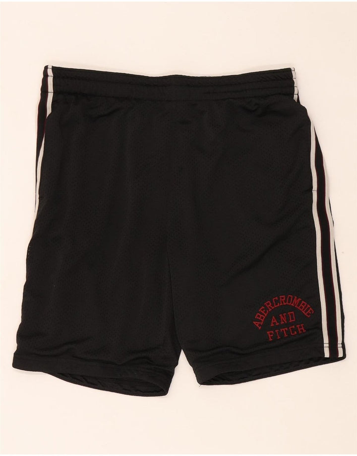 Shorts esportivos gráficos masculinos Abercrombie & Fitch poliéster preto médio