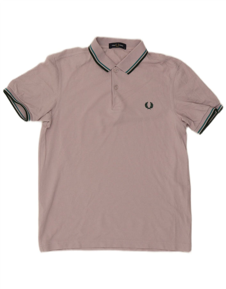 Camisa polo masculina Fred Perry de algodão listrado rosa médio