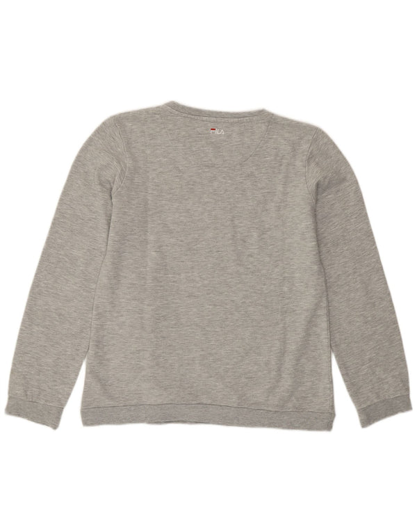 Fila moletom gráfico feminino jumper UK 16 grande algodão cinza