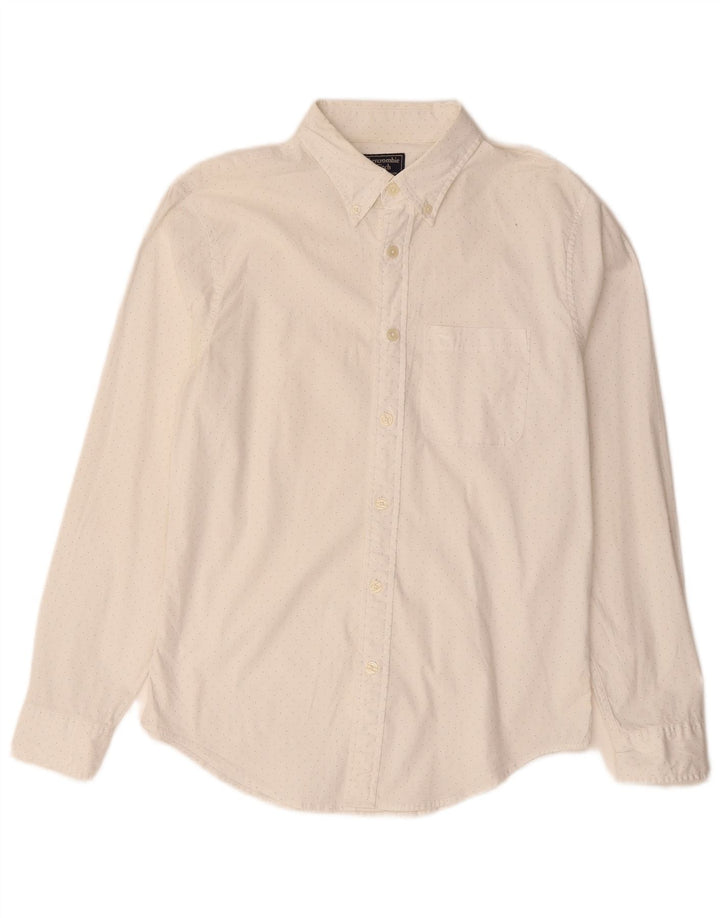 Camisa masculina Abercrombie & Fitch média branca manchada