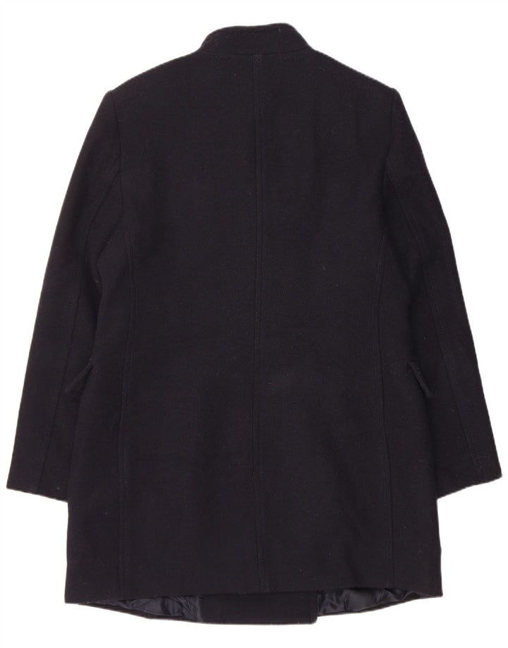 Casaco feminino Zara com peito duplo Reino Unido 18 XL lã azul marinho