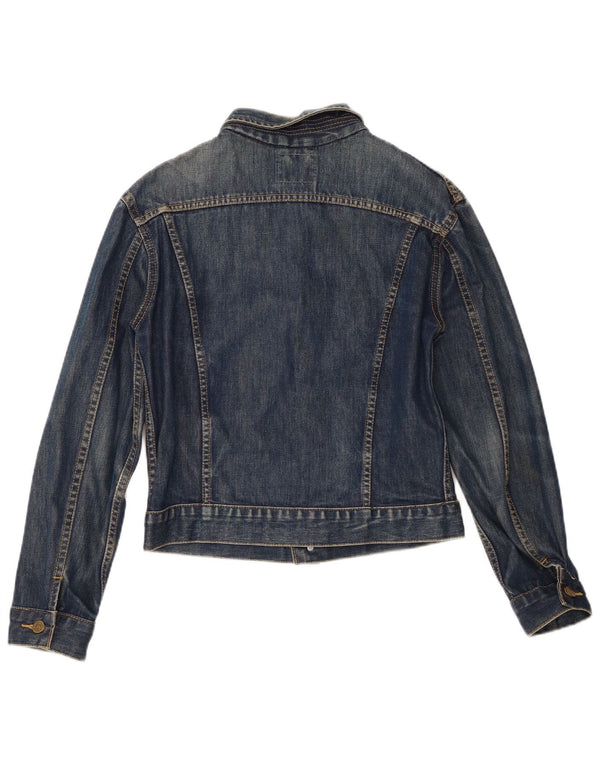 Jaqueta jeans feminina Lee UK 14 grande algodão azul