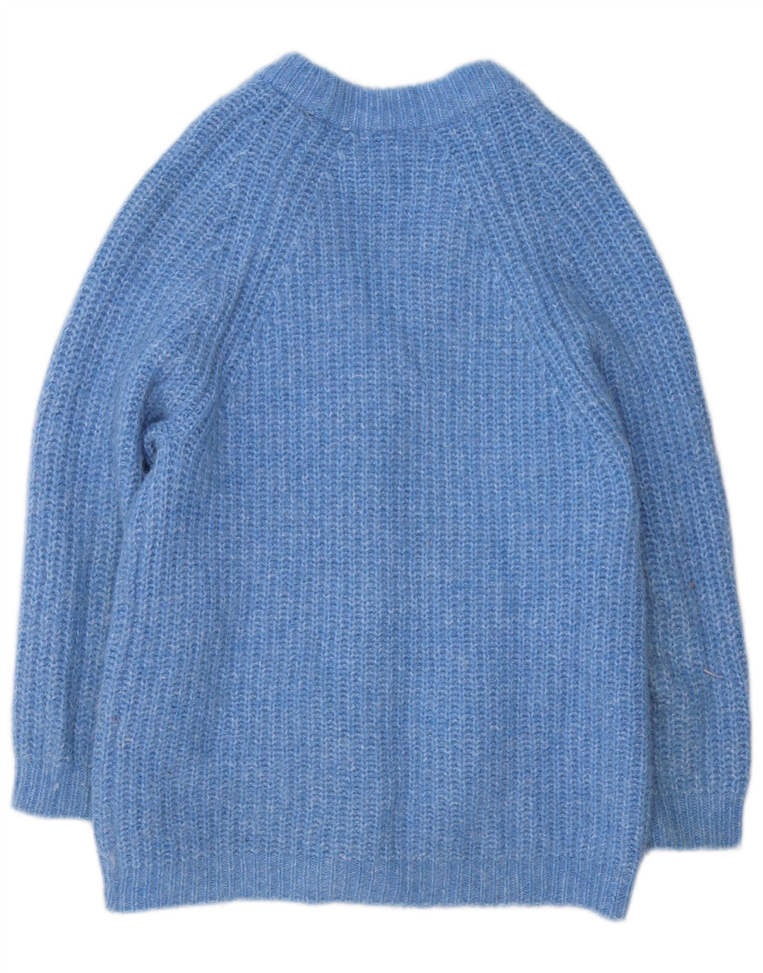 Suéter cardigã feminino Zara UK 10 pequeno poliéster manchado azul