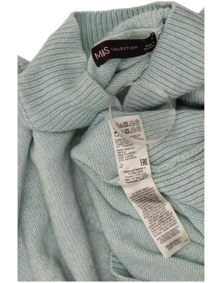 Suéter feminino Marks & Spencer com gola tartaruga Reino Unido 14 turquesa médio