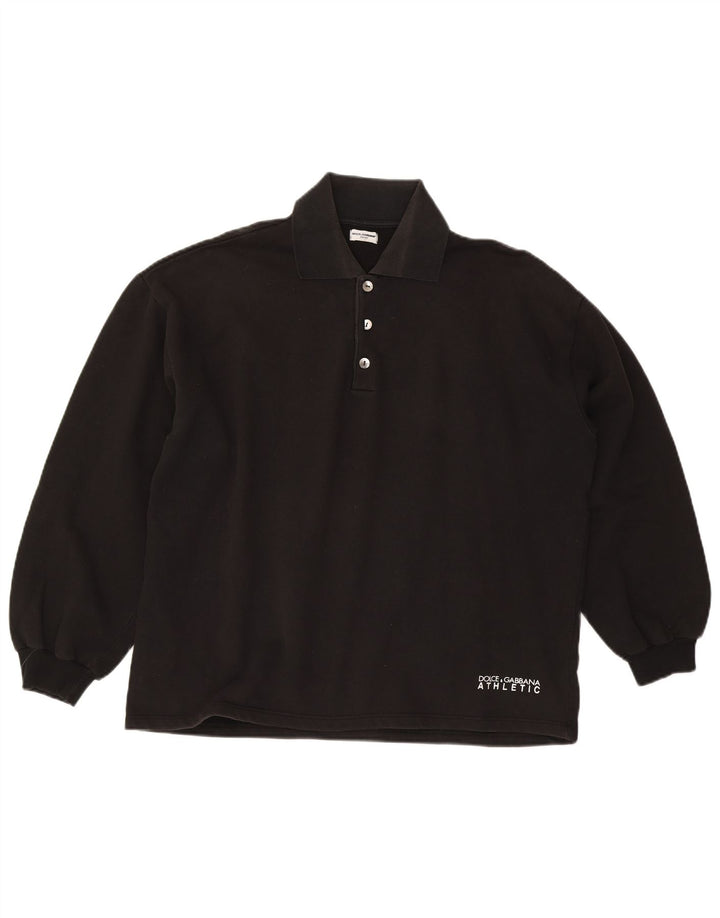 Camisa polo masculina de manga comprida DOLCE & GABBANA XL de algodão preto