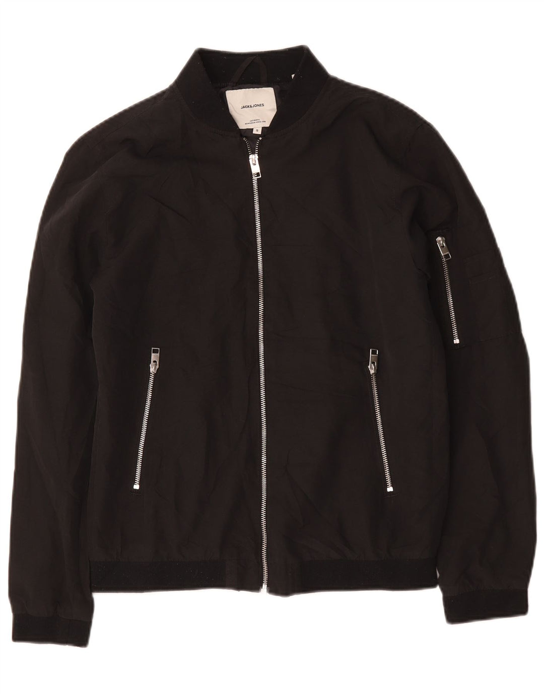 Jaqueta bomber masculina Jack & Jones Reino Unido 36 poliéster preto pequeno
