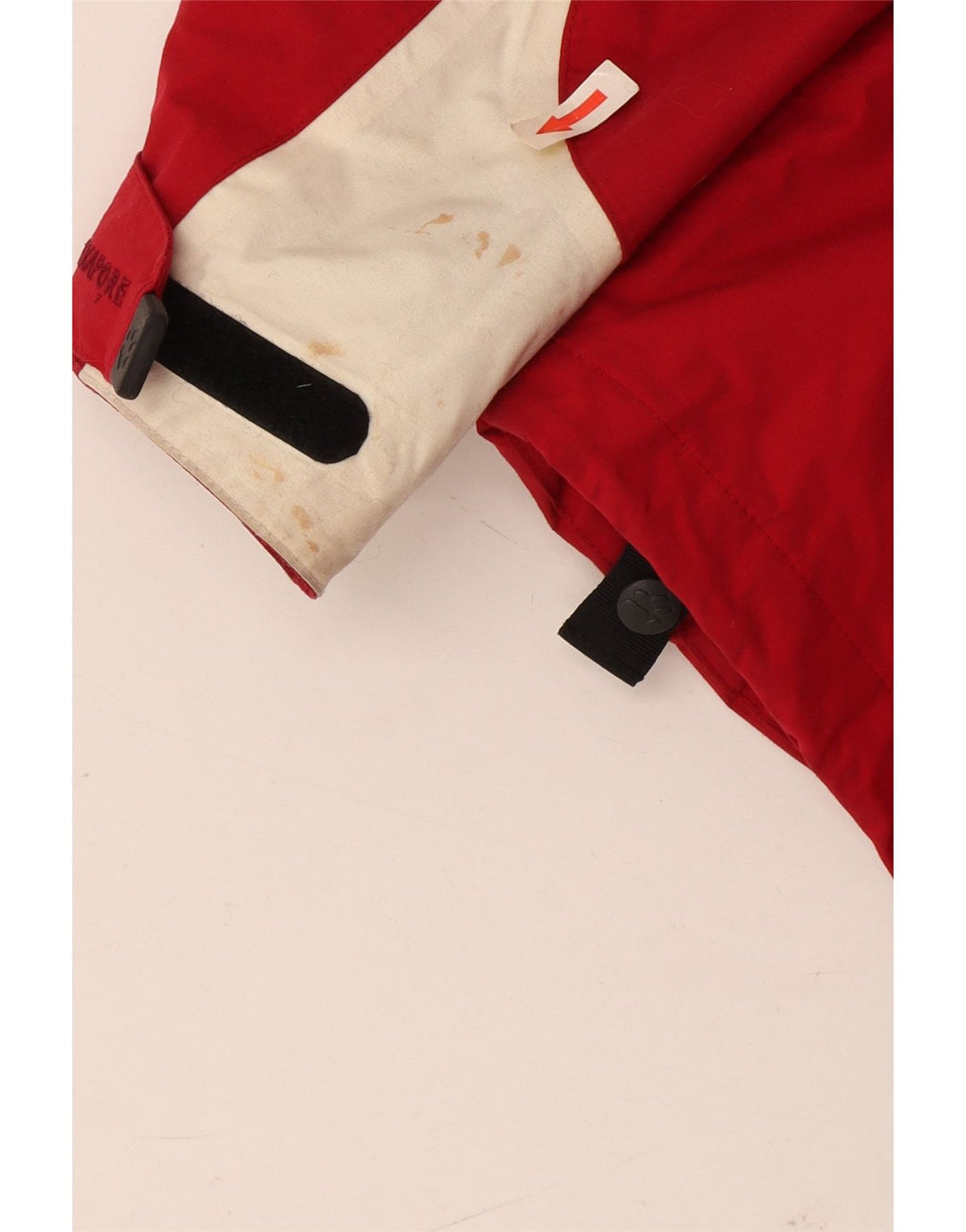 Jaqueta corta-vento feminina Jack Wolfskin Reino Unido 10 pequeno bloco colorido vermelho