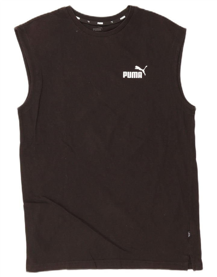 Puma Mens Colete Top Pequeno Algodão Preto