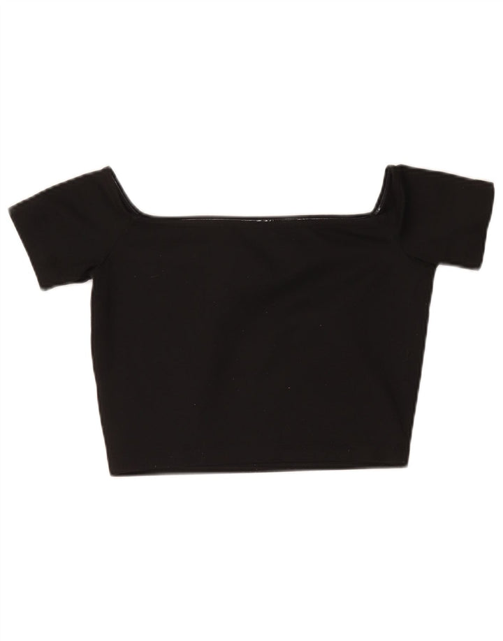 Blusa feminina Calvin Klein Jeans Crop Top UK 12 Médio Preto Poliéster