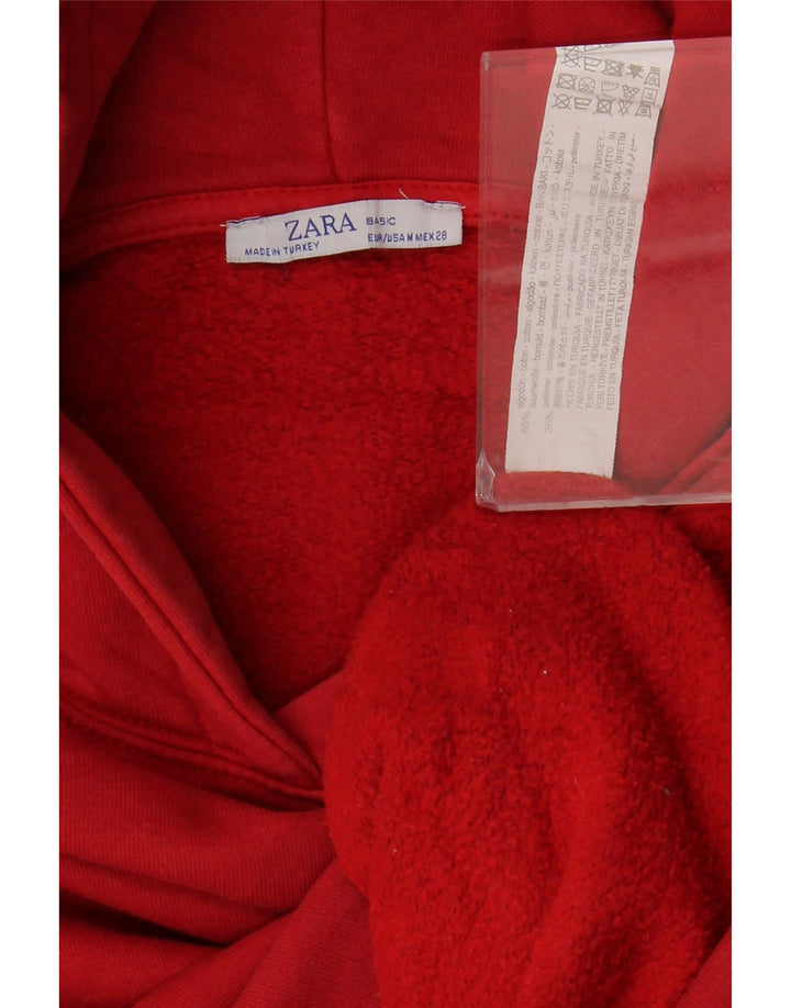 Suéter com capuz feminino ZARA Reino Unido 14 algodão vermelho médio
