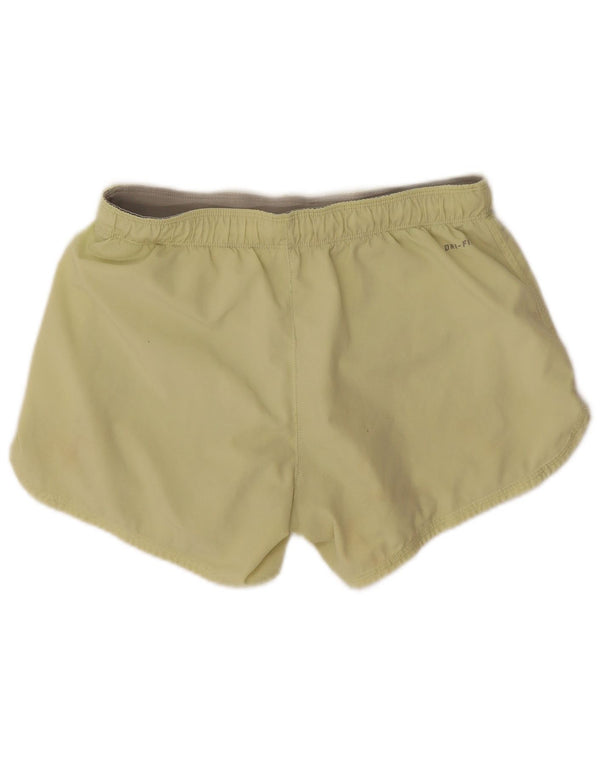 Nike Womens Dri Fit Sport Shorts UK 10 Pequeno Amarelo
