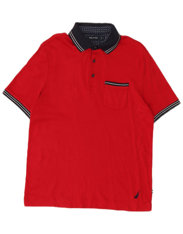 Camisa polo masculina Nautica pequena vermelha colorblock