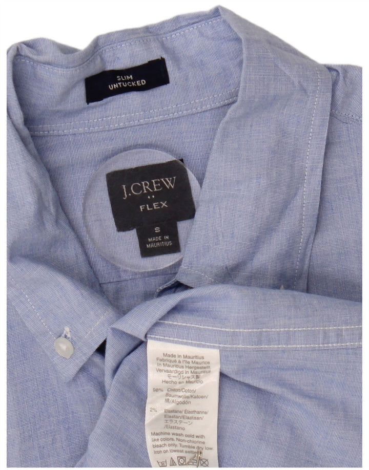 J. CREW Camisa masculina Flex Slim pequena de algodão azul