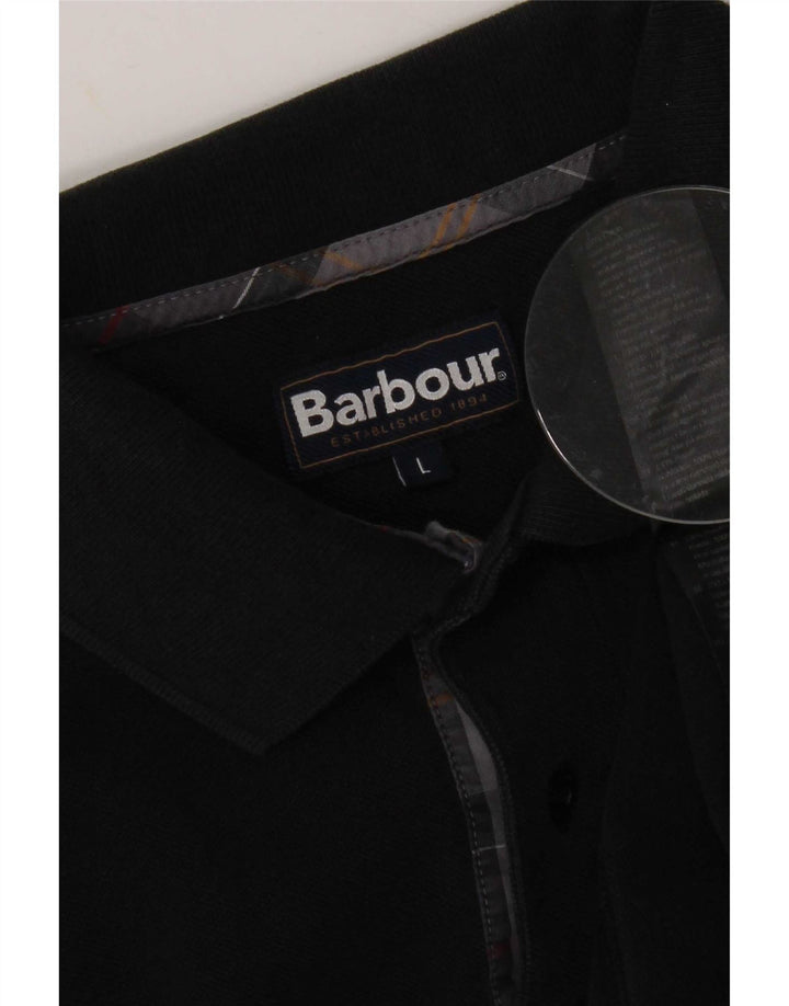 Camisa polo masculina Barbour grande algodão preto