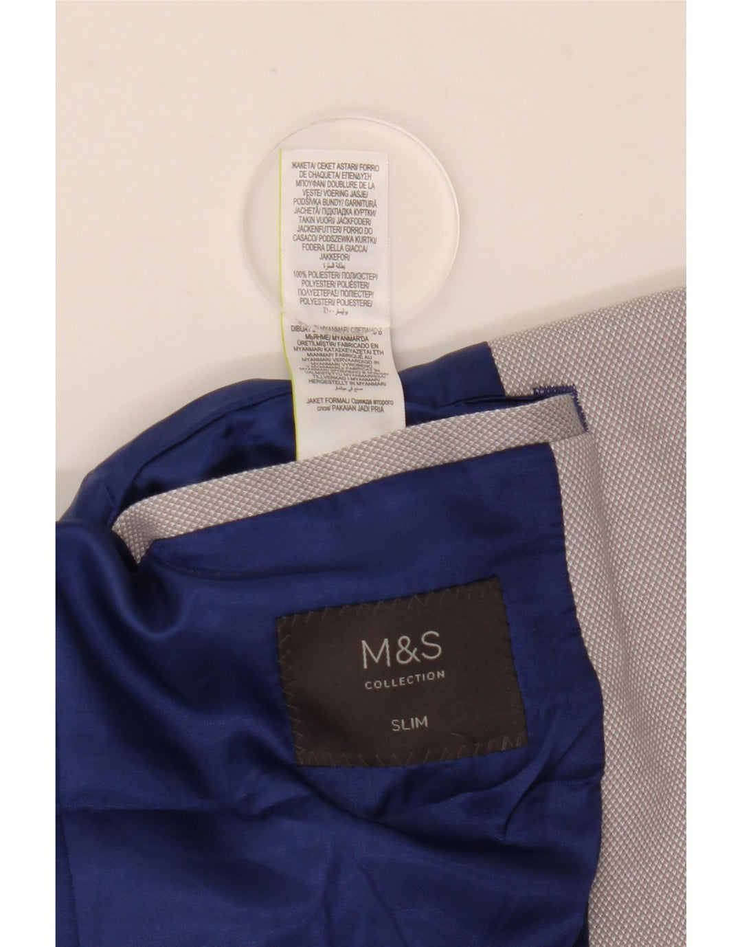 Jaqueta Blazer Slim Masculina Marks & Spencer com 2 Botões UK 40 Grande Poliéster Cinza