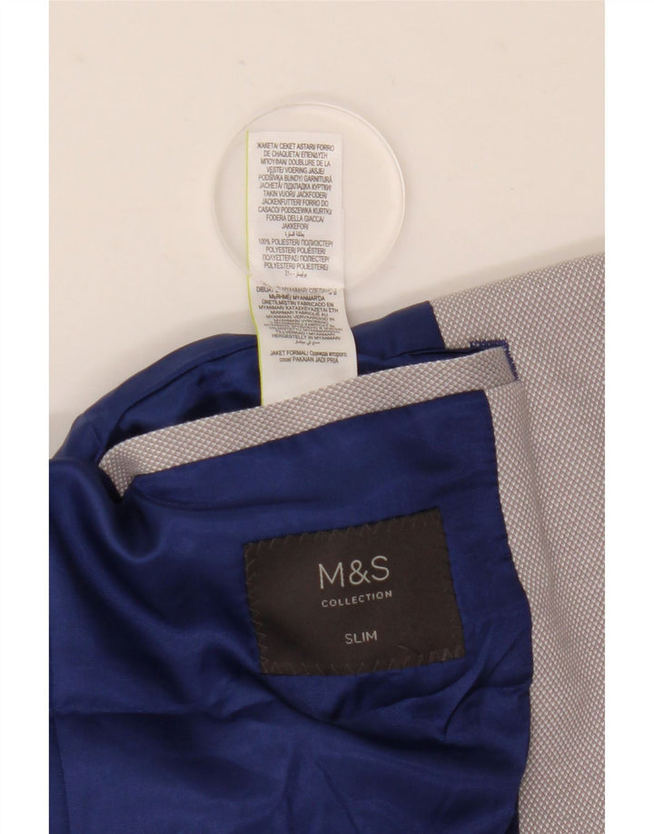 Jaqueta Blazer Slim Masculina Marks & Spencer com 2 Botões UK 40 Grande Poliéster Cinza