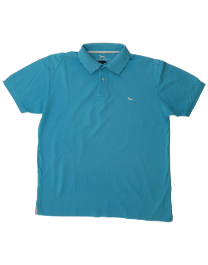 Camisa polo masculina de ajuste regular HARMONT & BLAINE grande algodão azul