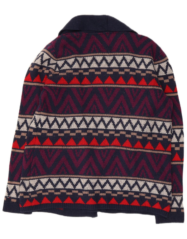 Tommy Hilfiger Suéter Cardigan Aberto Feminino Reino Unido 16 Grande Azul Marinho Geométrico