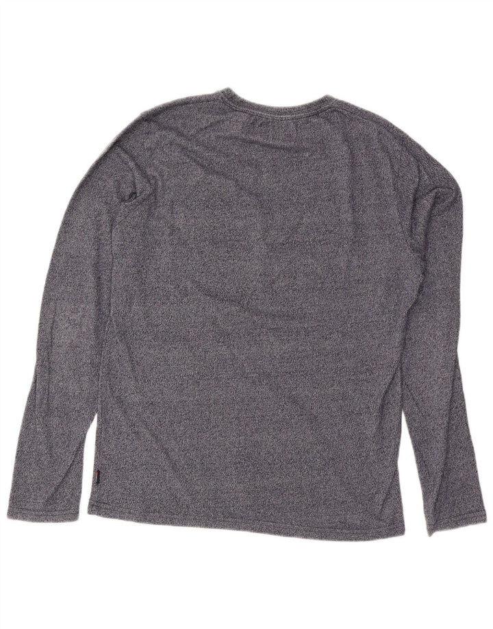 Top gráfico masculino Superdry manga comprida grande cinza manchado