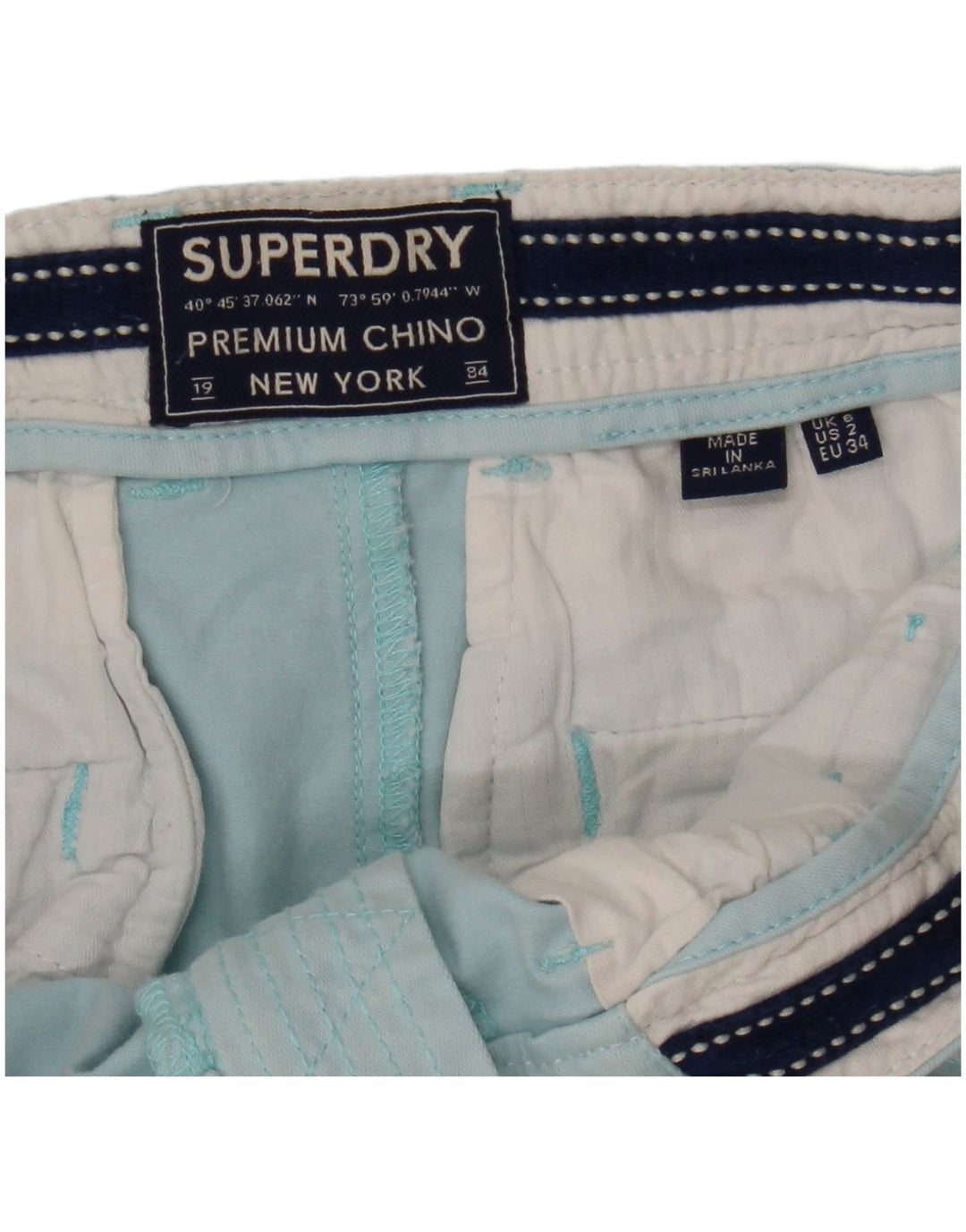 Shorts chino feminino SUPERDRY UK 6 XS W25 azul