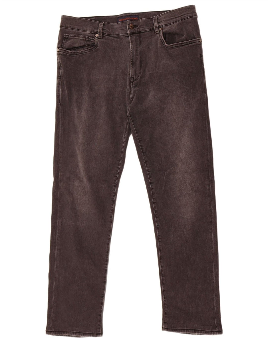 Trussardi Calça jeans reta masculina W35 L30 algodão cinza