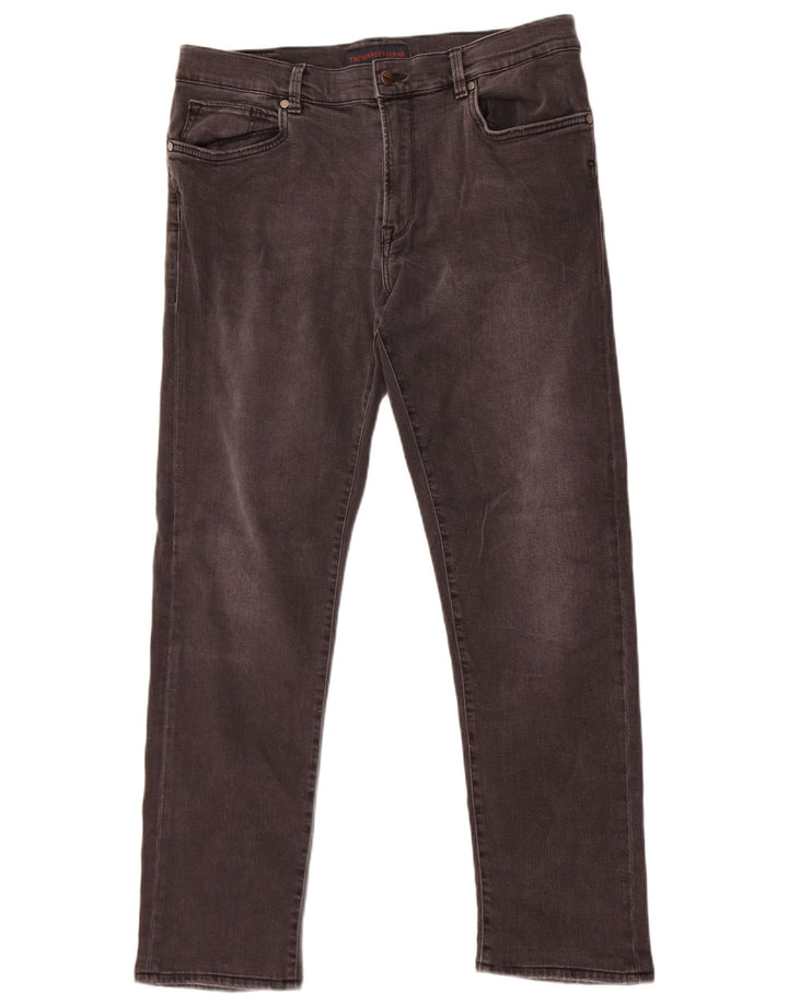 Trussardi Calça jeans reta masculina W35 L30 algodão cinza