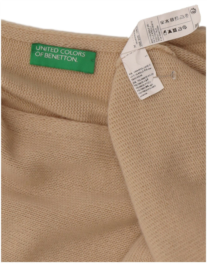 Benetton Poncho assimétrico feminino tamanho único lã bege