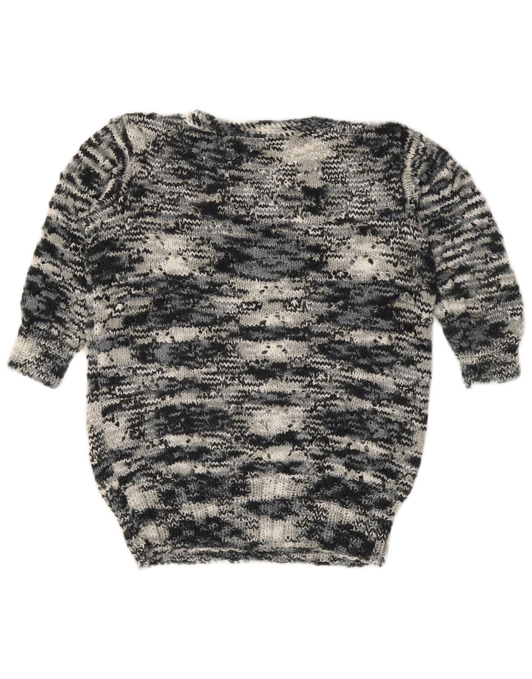 Suéter feminino vintage com gola canoa UK 12 cinza médio