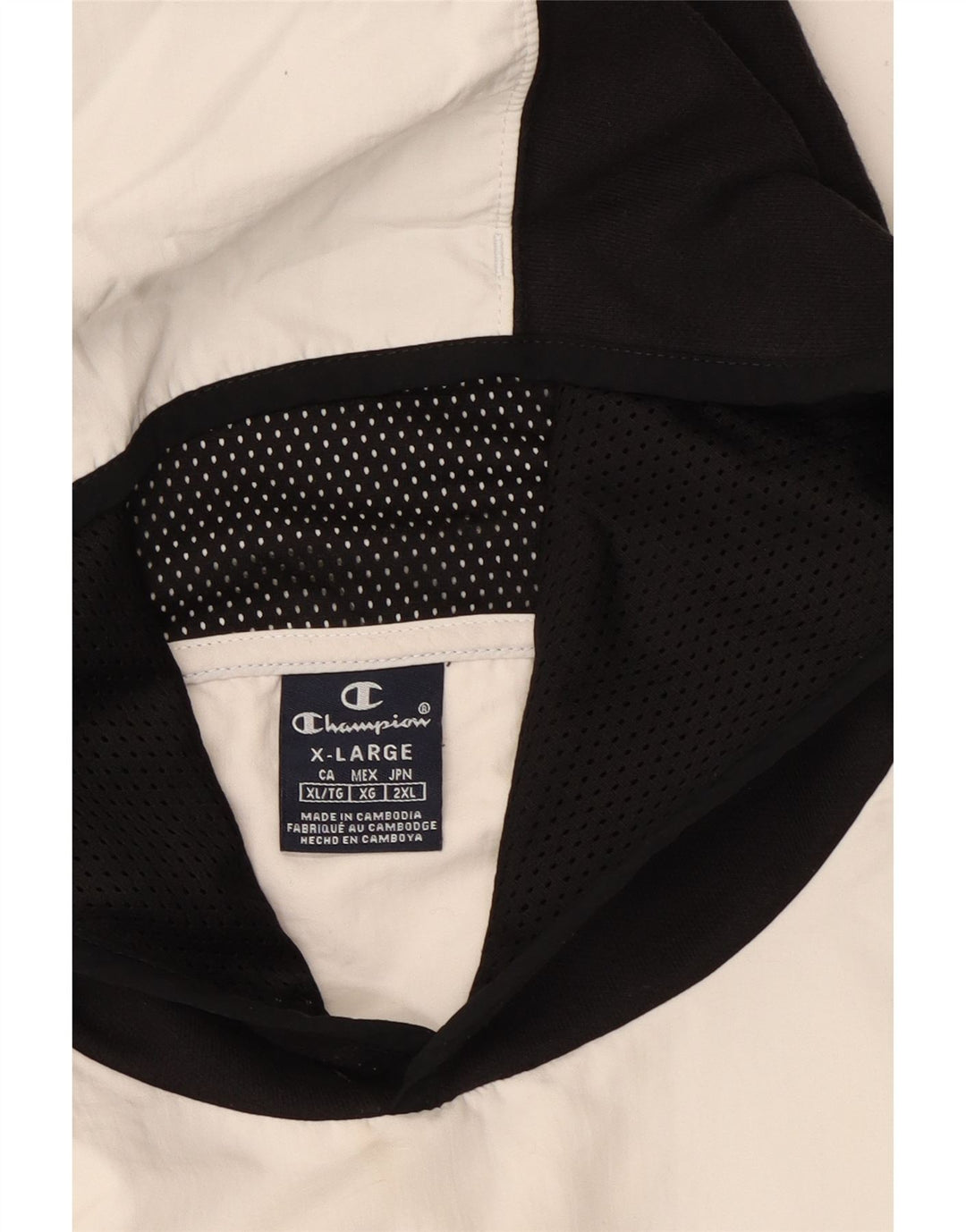 CHAMPION Masculino moletom com capuz gráfico XL preto colorblock